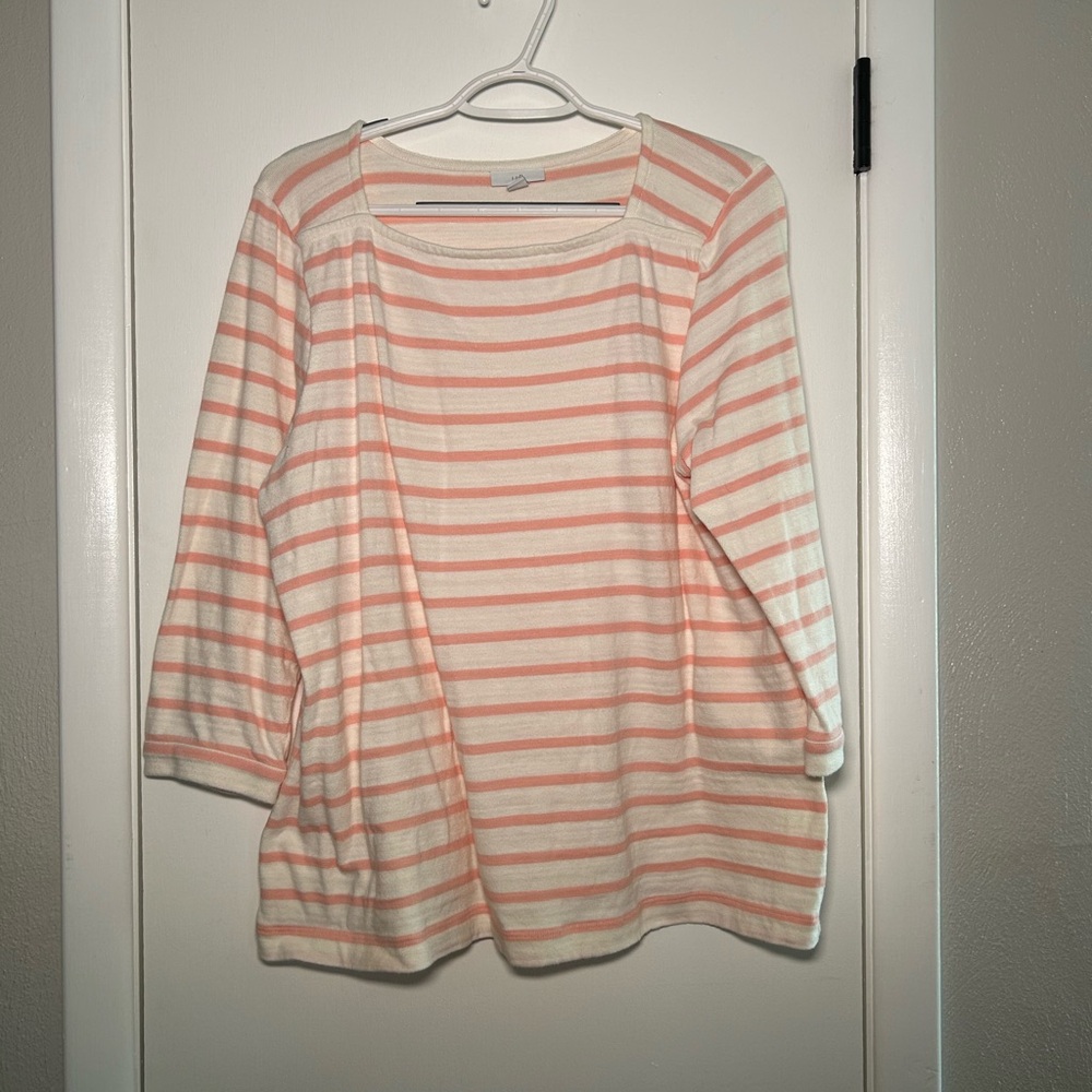 J. Jill Coral and Cream Knit Top